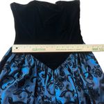 Gunne Sax Vtg  Women's 9/10 Strapless Dress Black Velour‎ Blue Floral Whimsigoth Photo 7