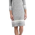 Hilary Radley  Dress 3/4 Sleeve Size XL NWT Grey White Stripe Women’s Photo 3