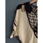 Handmade Vintage Fancy Crochet Ivory Black Gold Boho Hippie Top 40’s 50’s Vibes Sz S Photo 3