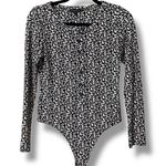 Banana Republic  size small black ivory cream leopard print long sleeve bodysuit Photo 7