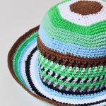 Urban Outfitters UO Brown Blue White Green Wyeth Stripe Pattern Knit Bucket Hat Photo 1