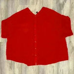 Alfani  Women’s Short Sleeve Blouse Full Button Front Back Top Red Shirt Size XL Photo 2