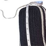 THE SAK Hobo Crochet Knit Black &white Striped w/ pink flower & Tassel charms Brown Photo 11