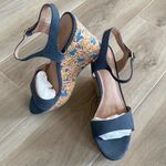 Anthropologie  Arden Denim Blue Cork Platform Wedge Leather Sandals Size 9 Photo 1