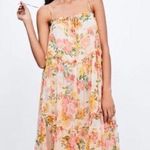 ZARA  Tiered Flowy Boho Peach Orange Floral Midi Dress Spaghetti Strap xs-small Photo 1