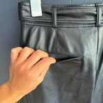 Babaton Aritzia Mayne Black Vegan Leather Pleated Pants w/ Belt, Sz 4 EUC Photo 8