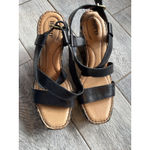 BORN Sudo Wedge Sandals‎ Size 10 Leather Straps NWOT Slingback shoes Black Shoe Photo 1