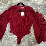 Skyler Rose Long Sleeve Wrap V Neck Ruffle Bodysuit Jumpsuit Sexy Drape Blouse Photo 5