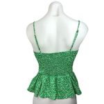 Likely  Green Sleeveless Sweetheart Ruched Julianne Floral Peplum Top Size S Photo 5