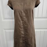 ZARA Basic Faux Suede Brown Shift Dress Size M Lined Cap Sleeve Babydoll Photo 0