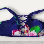 Tinibikini Reversible Tropical Floral Accent Blue Bikini Criss Cross Top Size S Photo 4