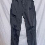 American Eagle AE Black Wash High Waisted Straight Leg Distressed Mom Jean 00 Photo 0