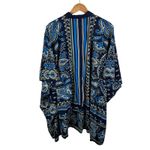 Lands' End  Paisley Button Front Tunic Kaftan Top Large Cotton Resort Cover Up Photo 4