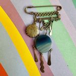 VINTAGE AZTEC WIRE PIN DANGLE SILVER TONE Photo 3