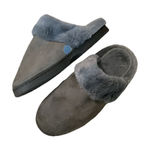 Grey Women’s Size 7/8 Massaging Slippers With Fur Trim . New Without Tags Gray Photo 0