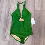 Commense Resort Vacation Ring Detail Cutout Halter One Piece Swimsuit Green M Size M Photo 1