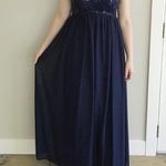 Sequin Hearts Navy Sequin & Lace Formal Dress Photo 0