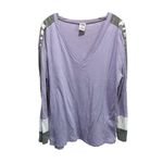 PINK - Victoria's Secret VS PINK Lavender/Gray V Neck Long Sleeve Top Size L Oversized Lightweight‎ Photo 0