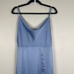 Lulus  Invitation Satin Cowl‎ Neck Maxi Dress Blue Sz M NWT Photo 4