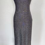 Jump Vintage 90s Black + Silver Glitter Full Length Sleeveless Prom Dress Photo 0