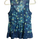 Mossimo Womens Small Blue Floral Pattern Tank Top Tiered Sheer Sleeveless Shirt Photo 5