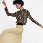 ZARA  Chain Print Tie Blouse NWOT Photo 1