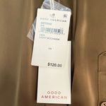 Good American  Womens Size 3/4 Button Front Blouse Brown Long Sleeve Stretch NWT Photo 4