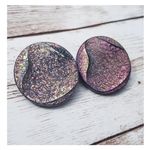 Vintage Clip On Earrings Multi Tone Circle Large 1" Statement Photo 1