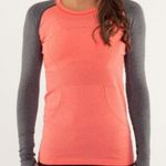 Lululemon Run Swiftly salmon charcoal contrast seamless long sleeve tee size 6 Photo 0