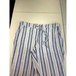 Per Se  PXL Blue Striped Linen Blend‎ Drawstring Waist Wide Leg Pants Photo 2