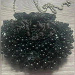 Vintage Style Black 20s Flapper Beaded Bag with Removable Silver Strap Photo 3