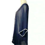 Lands' End  *SMALL 6-8* Navy Blue Beach Swim Cover-Up/Tunic With Embroidery Photo 2