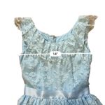 Handmade Vtg 70s White Lace Overlay Blue Satin Sleeveless “Gunne Style” Maxi XS Photo 11