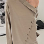 The Frankie Shop NWT  Roan asymmetric button down top beige green sz M Photo 0