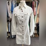 Frye  White Denim Long Sleeve
Button Front Mini Shirtdress Pockets Photo 2