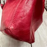 Plinio Visona  Vibrant Pink Leather Shoulder Bag Red Suede Panel Large Hobo Photo 15