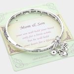 New Womens Boutique Mother Mom & Son Love Engraved Silver Twist Bracelet Photo 1