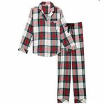 Victoria's Secret EUC Victoria’s Secret Flannel Pajama Set, Red, White, Green Plaid, Small Photo 4