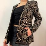 ZARA  BLACK BLAZER VELVET EMBROIDERED GOLD SEQUINS COAT JACKET TRINNY - Large Photo 10