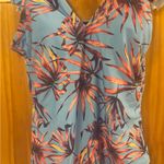 Jessica Simpson Size Medium Blue Ruffle Open-Back One Piece Swimsuit. Photo 2