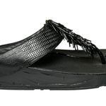 FitFlop Black Beaded Fringe Microwobbleboard Sandals Size 10 Comfort Beach Wedge Photo 2