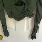 ZARA  Green Fitted Ruched Cut Out Crop Top Photo 2