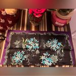Mario Valentino  Black and Purple Floral Scarf Photo 1