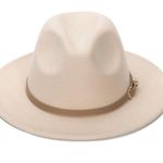 Women's Felt Panama Hats Classic Wide Brim with Belt Buckle (M Photo 3