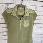 Old Navy Green Short Sleeve Tee Collared 1/4 Button Y2K 2000s Front Pocket SZ S Photo 4