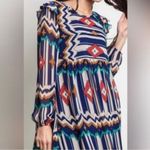 Umgee  Aztec Babydoll Style Southwestern Print Design Blue & White Dress Size L Photo 14