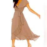 Show Me Your Mumu NWT Jess Ruffle Midi Dress in Dune Chiffon Size XXS Photo 2