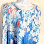 Anthropologie  Meadow Rue Floral Watercolor Linen Top Scarf Hem Blue Orange S Photo 6