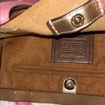Coach Rose Gold Metallic Tote Bag with Pink Canvas Straps Photo 10