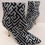 INC International Concepts Boots 6 Black Silver Embellished Gold Heel Booties Photo 0